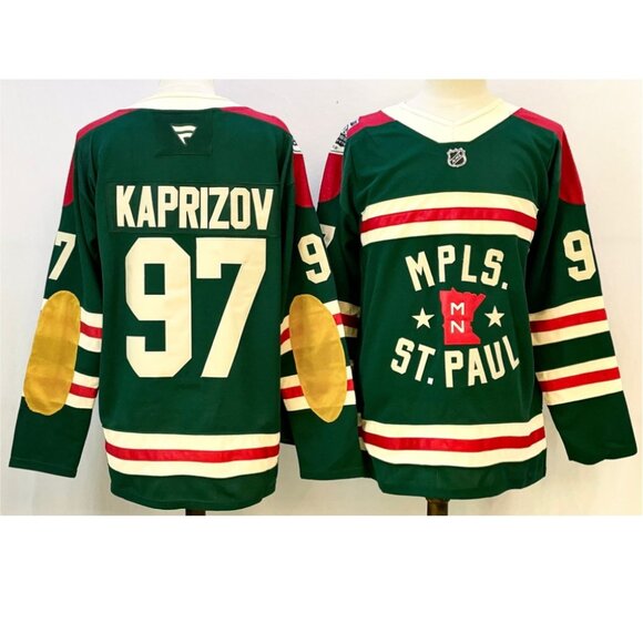 Mens Kirill Kaprizov Green 97 Stitched Jersey
